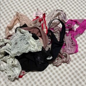 Victoria's Secret Lace Panties Set - Black, Pink, Cream